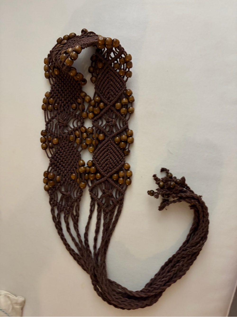 Brown Macramé Beaded Belt